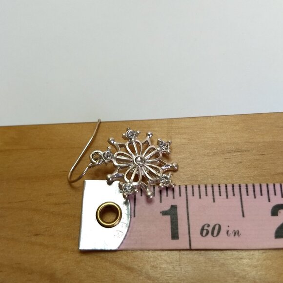 Happy Holidays Snowflake Elastic Ring Earring Lot Angel Snowflake Holiday - Picture 10 of 11